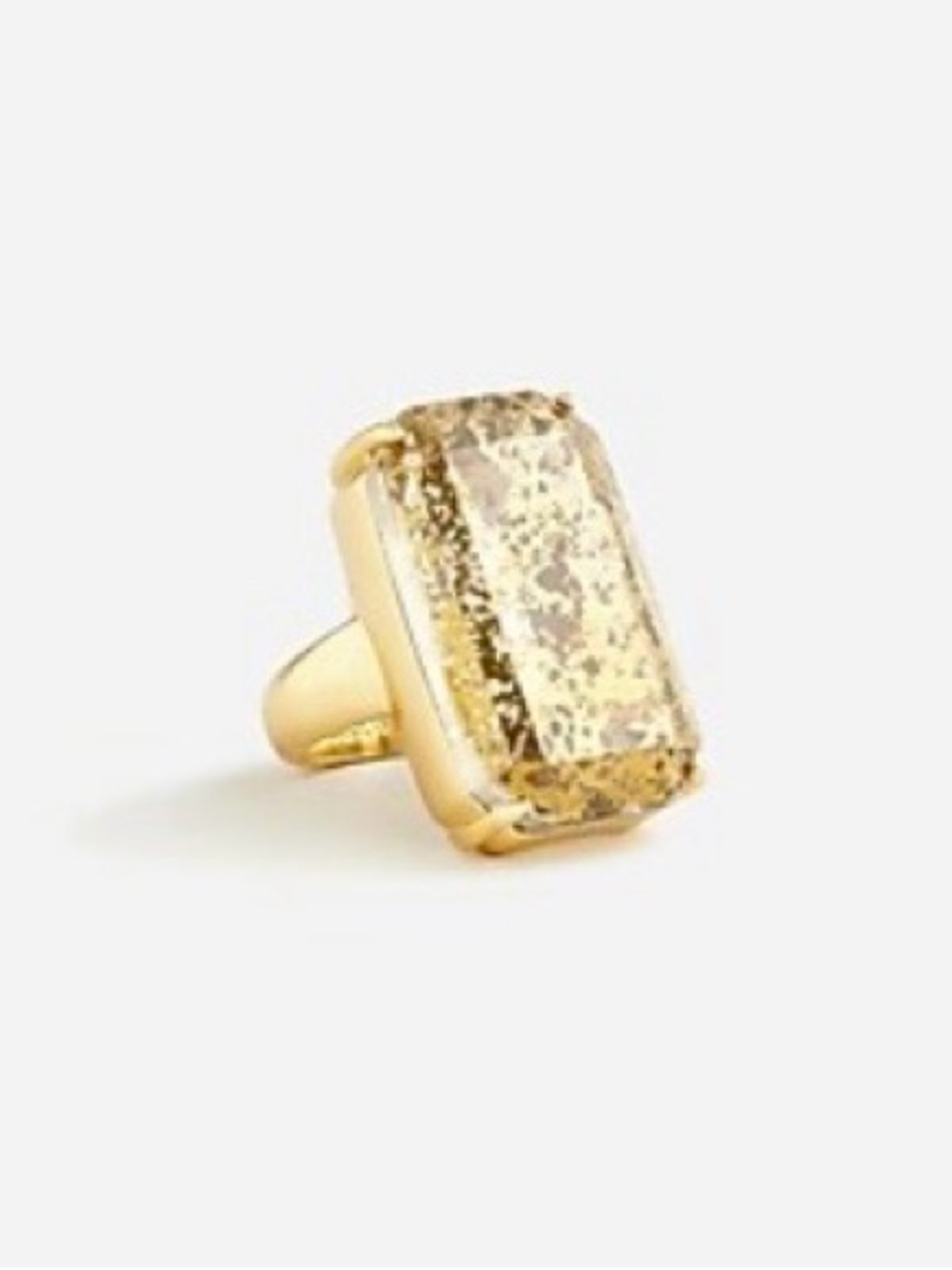 J. Crew Gold-Tone Rectangular Glitter Statement Ring sz 8